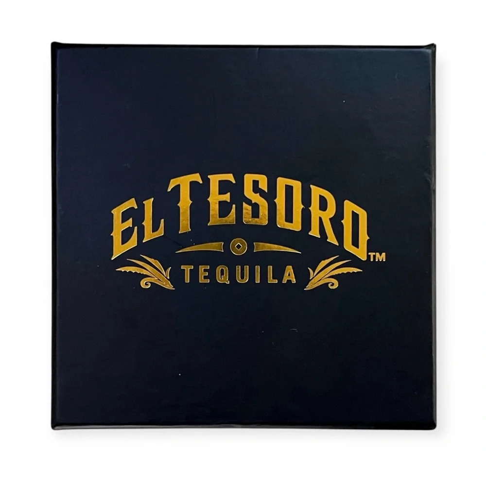 RARE NIB El Tesoro Promotional Marble and Brass Tequila Coasters, Set of 4
